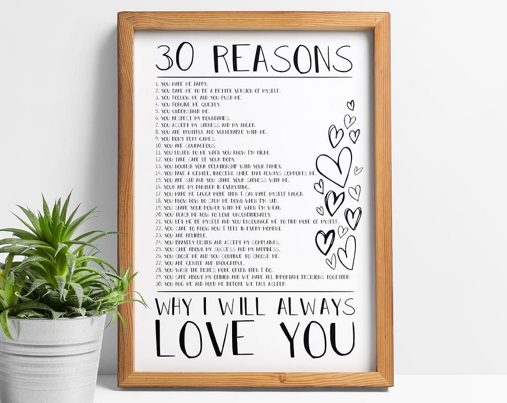 Reasons I Love You Print