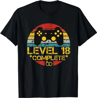 Level 18 Complete T-Shirt 18 Year Anniversary Gift for Him