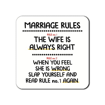 Funny Coasters with Marriage Rules