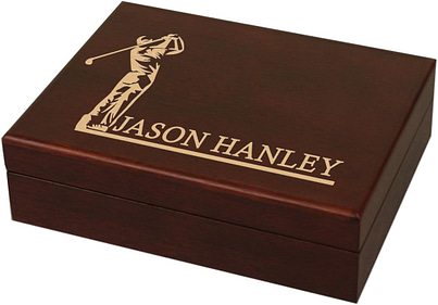 Personalized Wood Mahogany Golf Ball Box