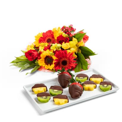 Summer Flowers & Chocolate-Covered Fruit