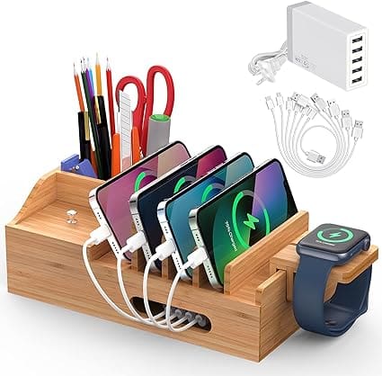 Bamboo Charging Station for Multiple Devices