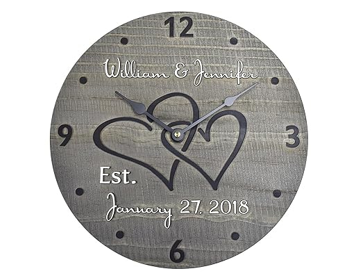 Personalized Wooden Wall Clock for Couple
