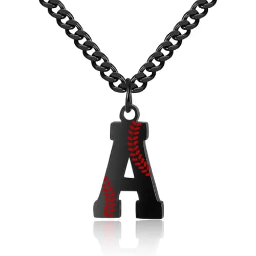 Baseball Initial A-Z Letter Necklace Jewelry Gifts for Him