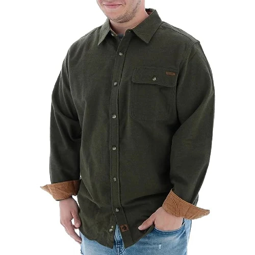 Men's Buck Camp Flannel Solid Shirt Male Anniversary Gifts