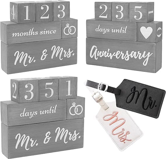 Wedding Countdown Calendar Block Gift for Fiance Male