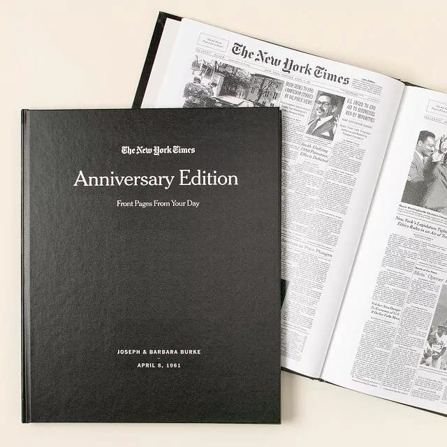 New York Times Custom Anniversary Book Unique 50th Anniversary Gifts for Husband