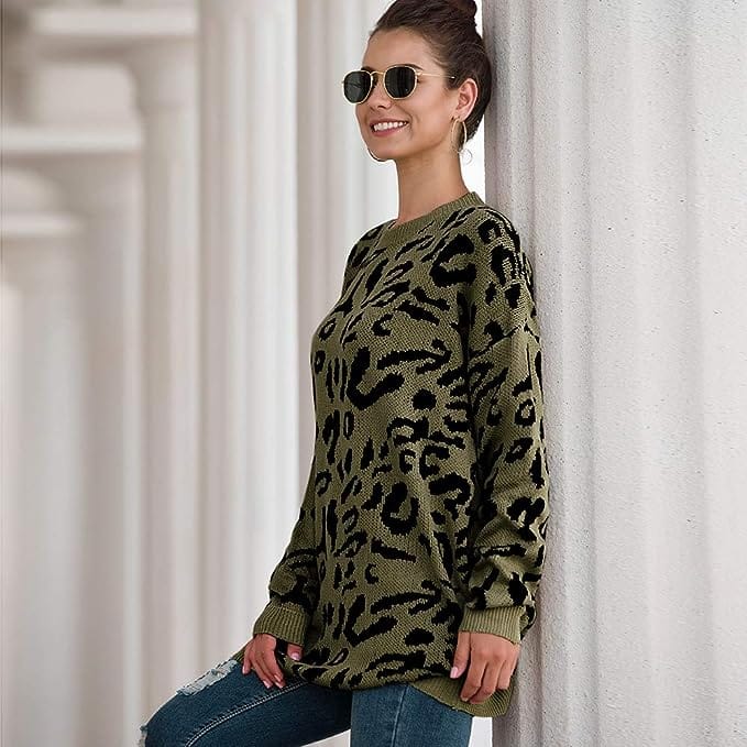 Casual Leopard Oversized Pullover