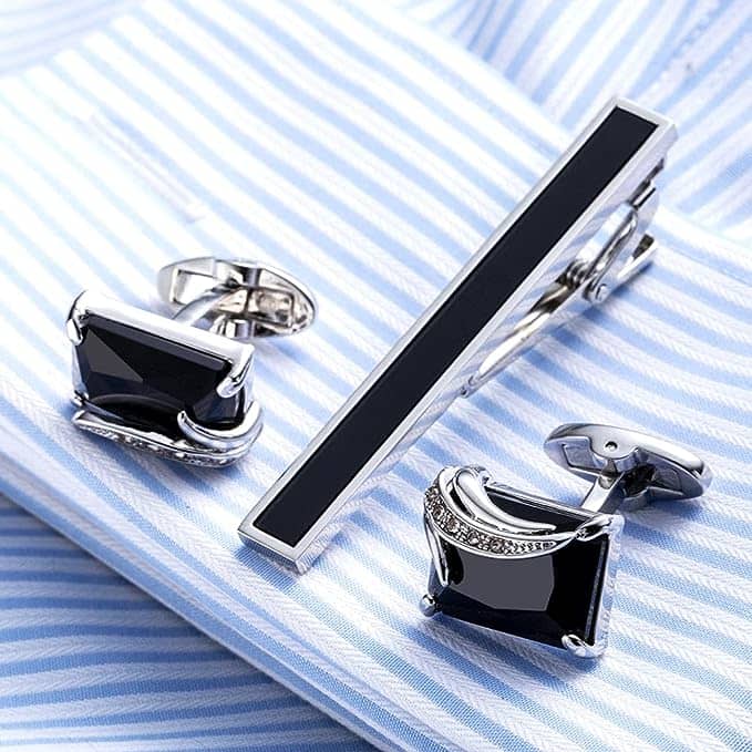 Cufflinks and Tie Clip Set for The Groom