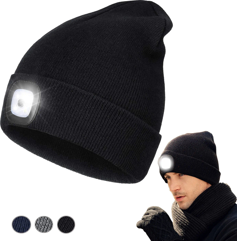 Rechargeable LED Warm Knit Beanie 50th Birthday Gift Ideas for Dad