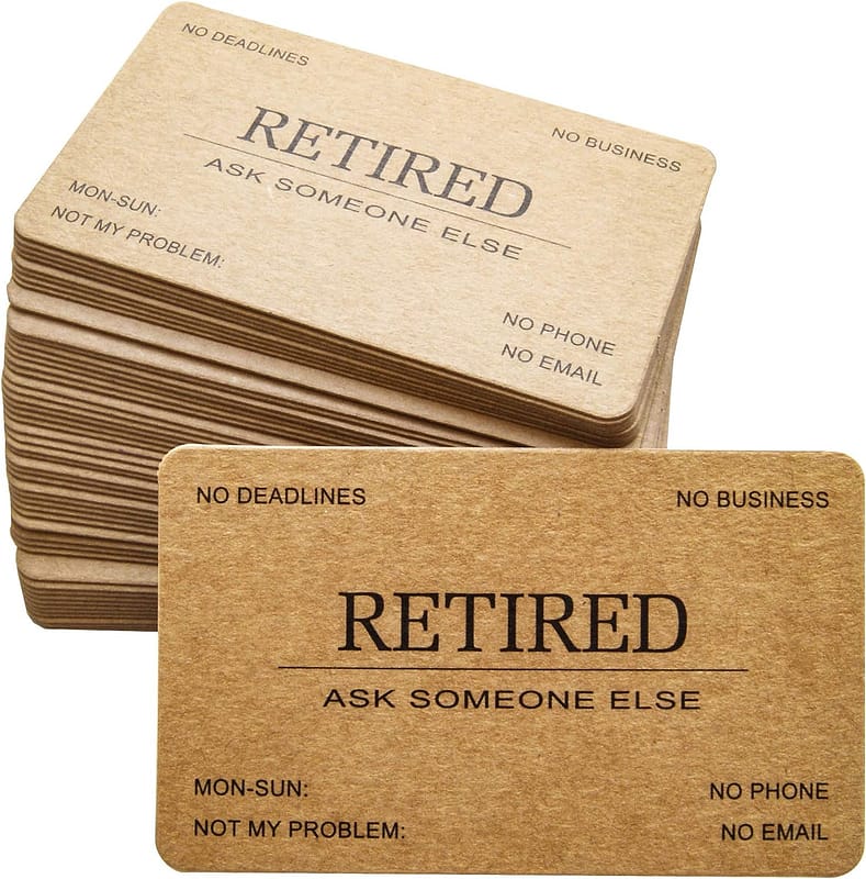 Retired Business Cards Kraft paper Funny Retirement Gifts for Men
