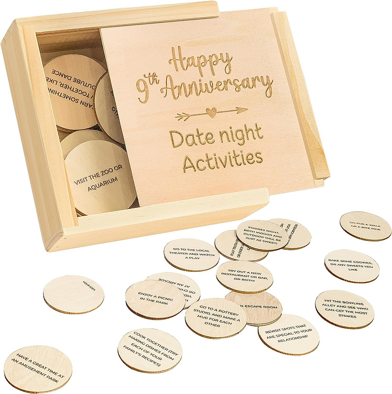 Date Night Activities Box 9th Wedding Anniversary Gift for Him