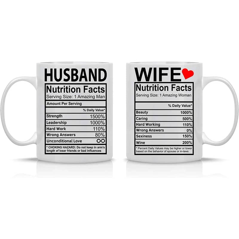 Husband and Wife Nutritional Facts Mug Funny Gifts for Couples