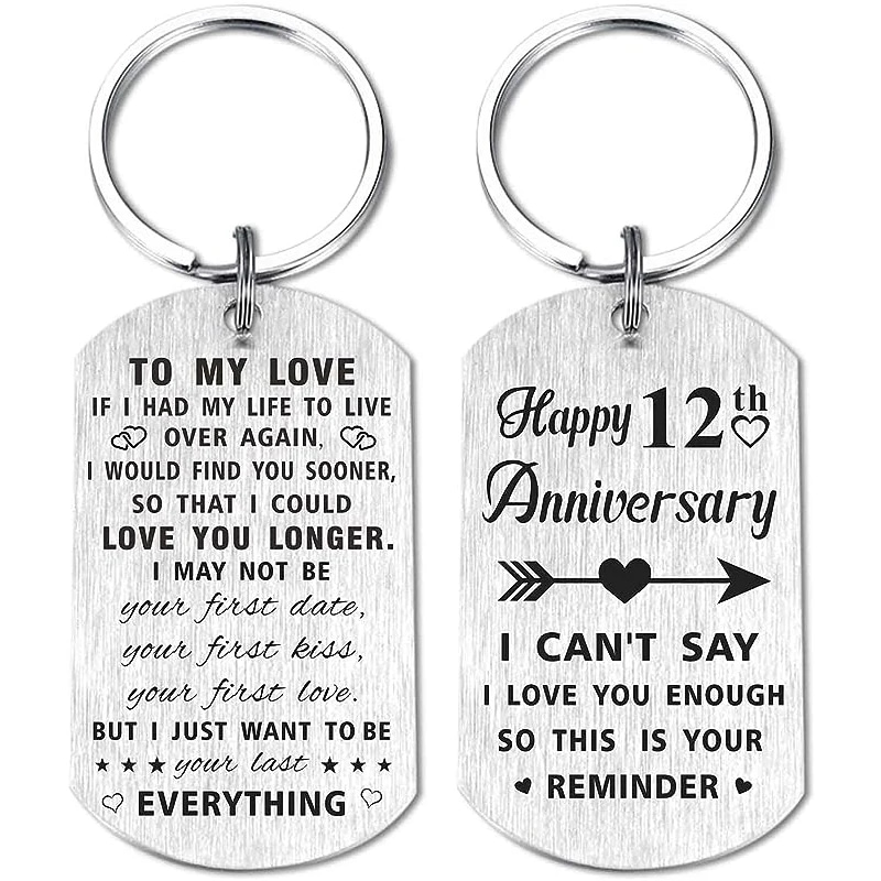 Anniversary Keychain Unique 12th Anniversary Gifts for Him