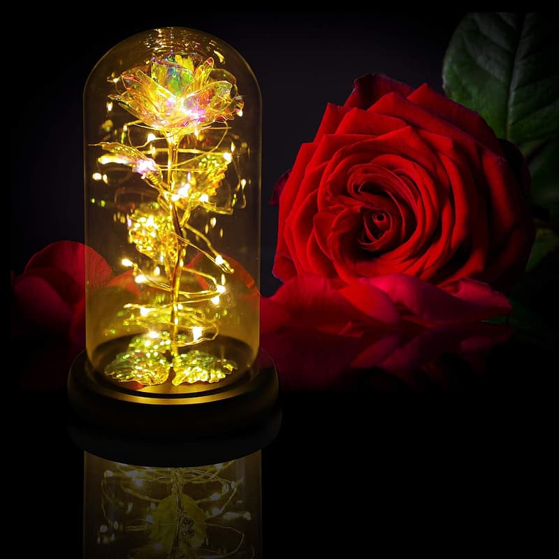 Artificial Light Up Rose in A Glass Dome Sorry Gifts for Him