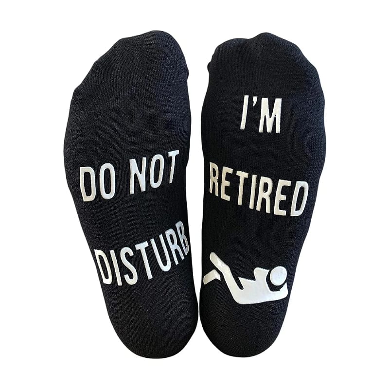 'Do Not Disturb, I'm Retired' Funny Socks Retirement Gift for Father
