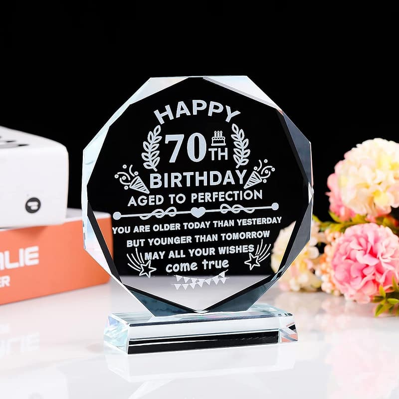 Glass Plaque Keepsake 70th Birthday Gift Ideas for Him