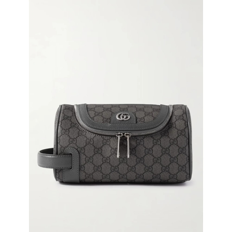 Gucci Leather-Trimmed Monogrammed Wash Bag
