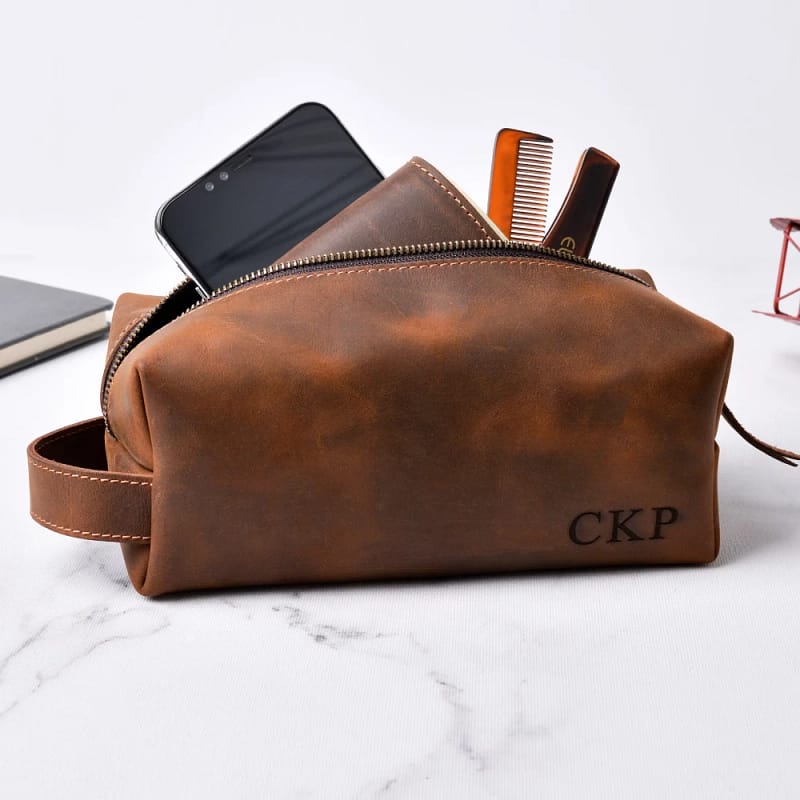 Personalized Leather Toiletry Bag Best Personalized Gifts for Him