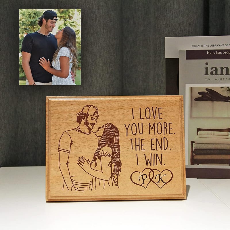 Personalized Wood picture frame Plaque Four Year Anniversary Gift for Him
