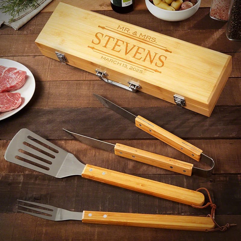 Custom Bamboo Barbecue Tools Retirement Gifts for Him