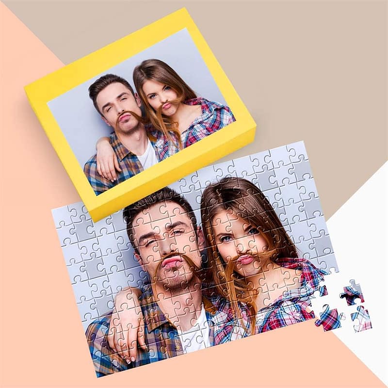 Custom Wooden Photo Jigsaw Puzzle Romantic Anniversary Gifts for Him