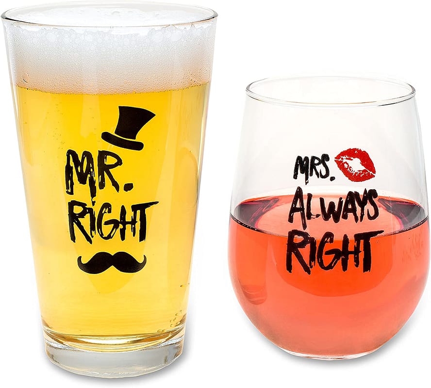Mr. Right & Mrs. Always Right Glasses Funny Gifts for Couples