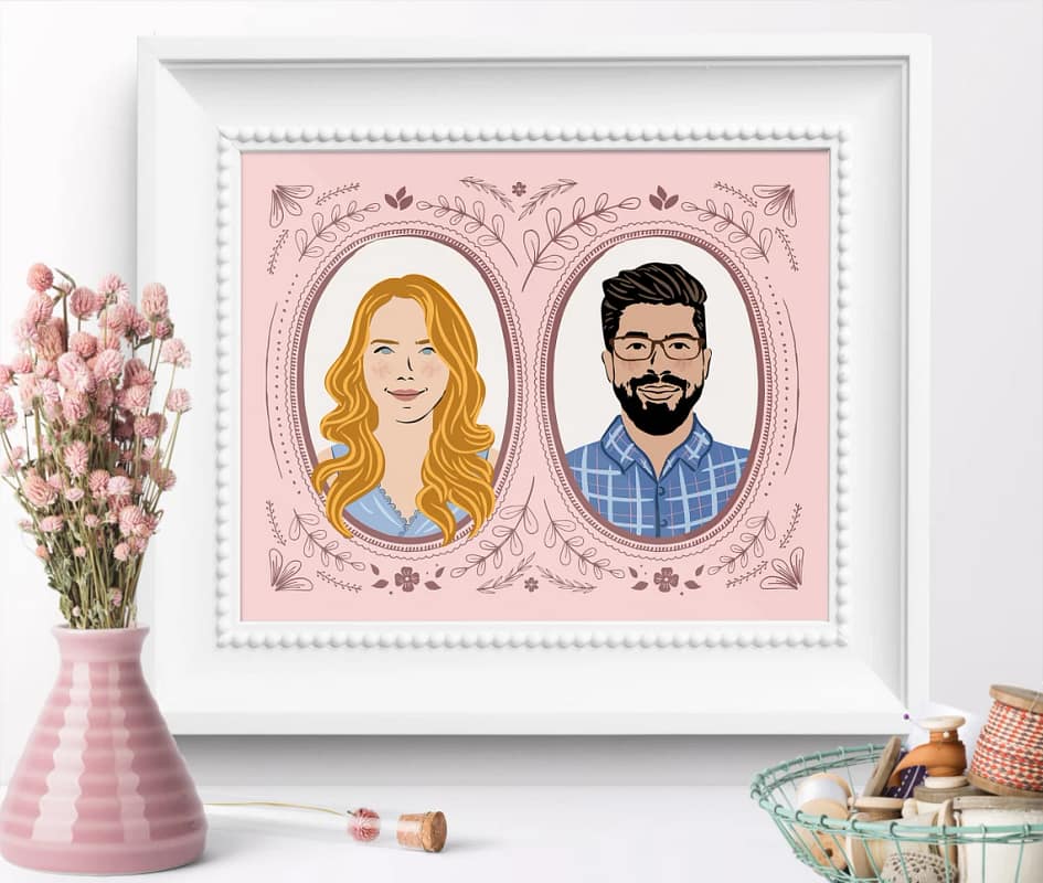 Personalized Couples Cartoon Print
