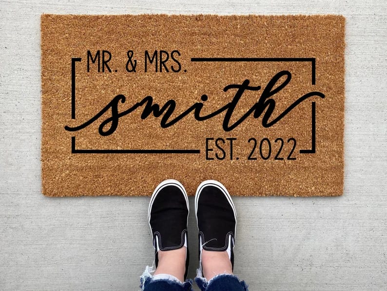 Mrs. and Mrs. Welcome Doormat Presents for Newlyweds