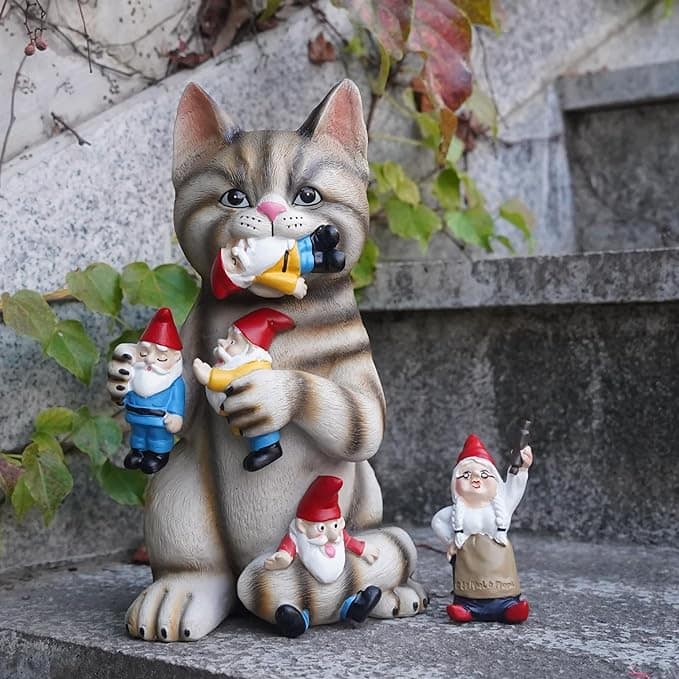 Mischievous Cat Garden Gnome