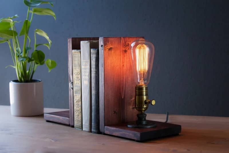 Edison Bulb Bookend Lamp